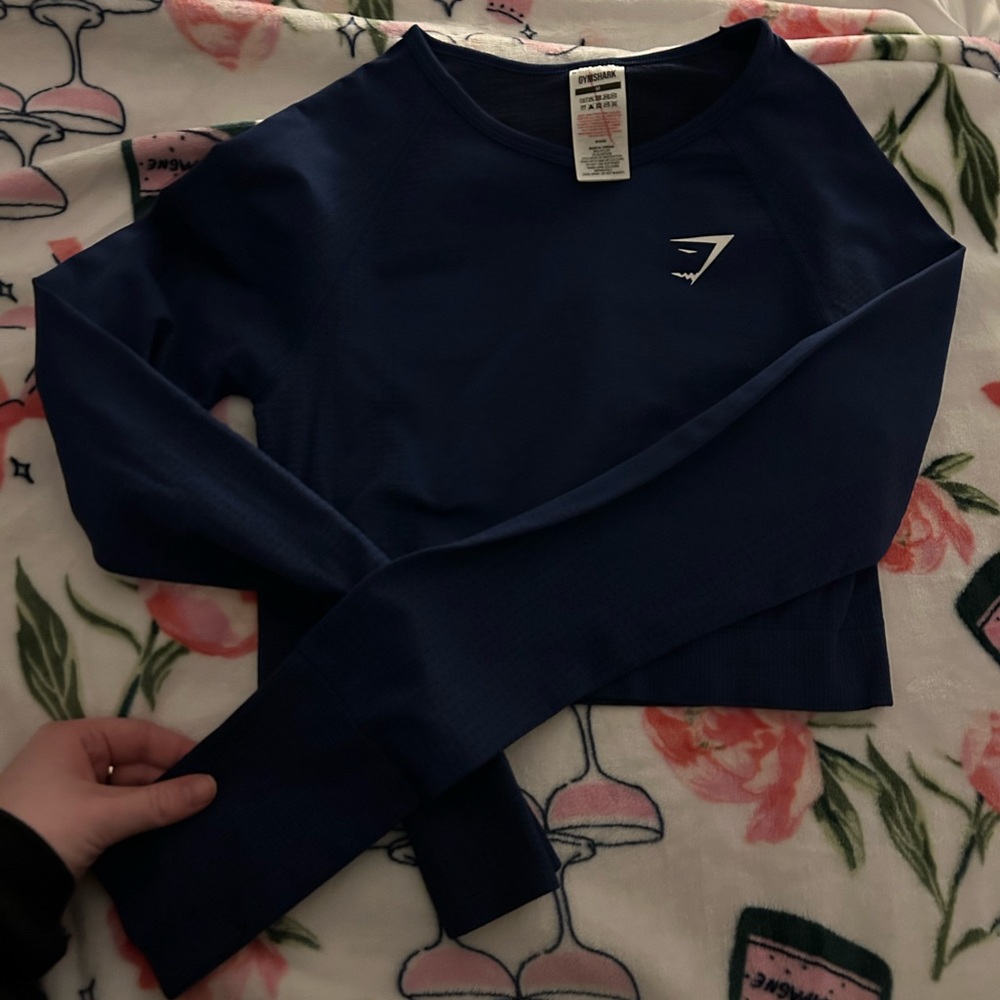 Gymshark Navy Blue Long Sleeve Crop Top